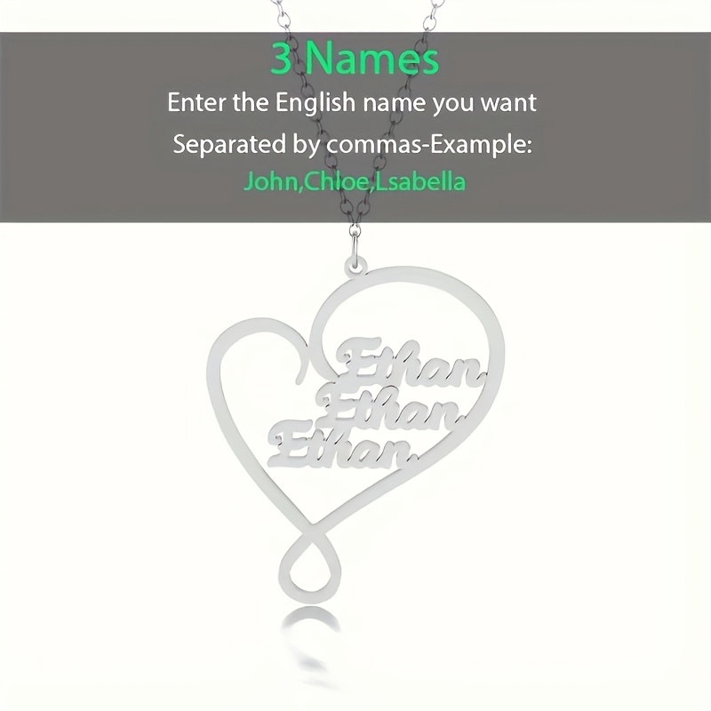 Custom Name Heart Pendant Necklace — Unisex Personalized Gift